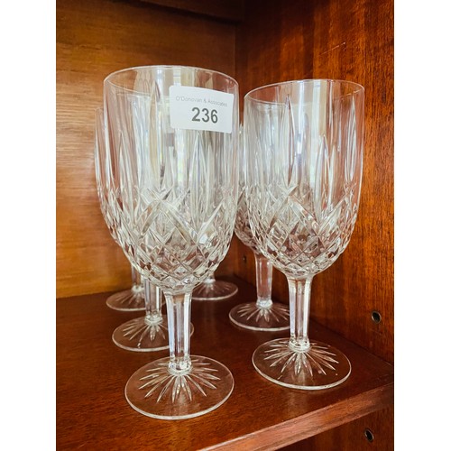 236 - 6 large wine glasses, 8''h, no acid stamp visible,