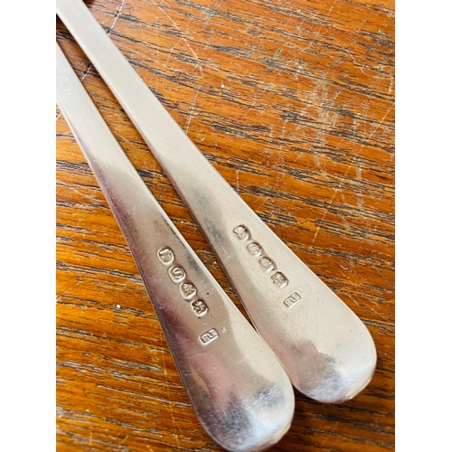 163 - A pair of Georgian silver serving spoons, London 1813,  Thomas Wilkes Barker, 8''l