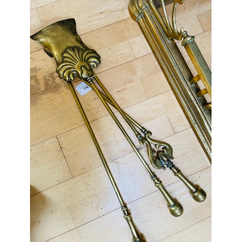 176 - A collection of 3 heavy brass fire irons, (47/3218)