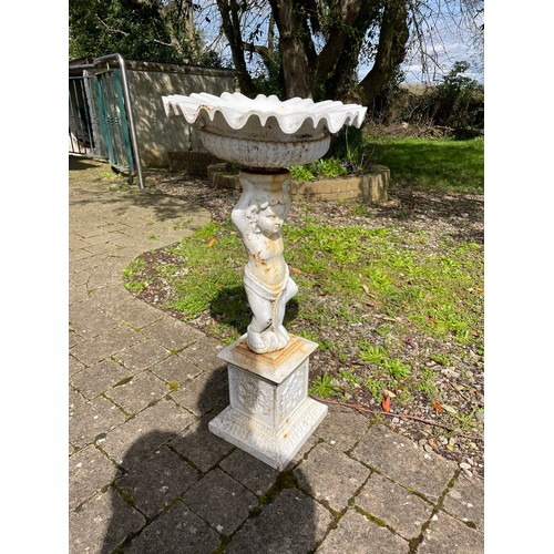 120A - Magnificent pair of Victorian garden urns with cherubs, 85cm h