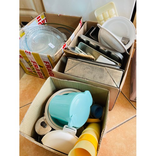 2 - 2 boxes of Pyrex and baking trays etc.