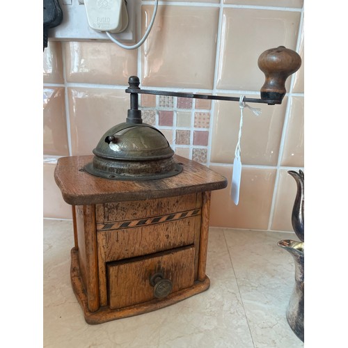 28 - Antique oak coffee mill