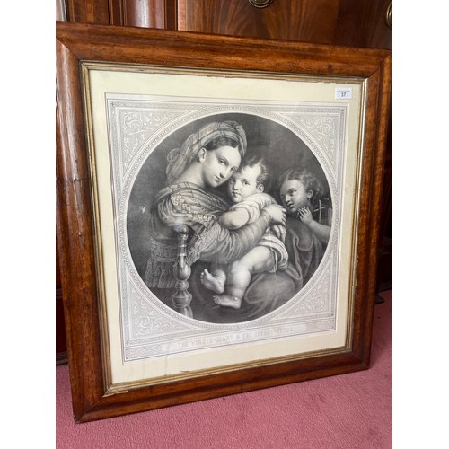 37 - Oak framed picture 'The Virgin Mary and the Infant Jesus', 30''h x 27''w