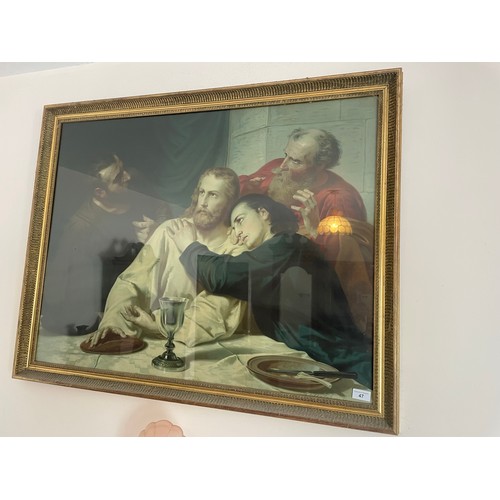 47 - Large gilt framed picture of Our Lord, 41''w x 32''h