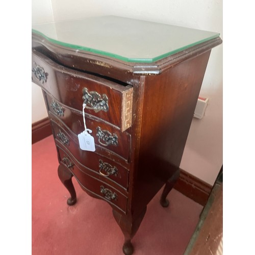 49 - Edwardian 4 drawer mahogany locker with fitted glass top, 16''w x 14''d x 29''h