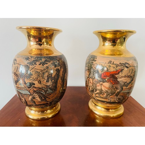 56 - A pair of Large gilt Italian vases made in Florence, 10''h