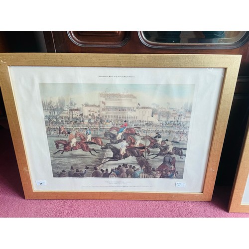 66 - A pair of large gilt framed horse racing scenes, 30''w x 22''h, 'The Worcester 1856 and Don John 183... 