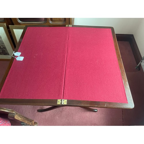 70 - Magnificent Victorian fold over games table with drawer and brass fittings, 30''w x 33''h