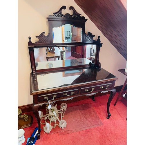 77 - A Victorian mirror backed side board with 2 drawers with brass handles, 42''w x 20''d x 60''h