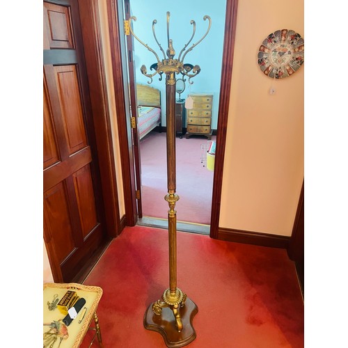 78 - Superb brass coat hanger , free standing, 72''h, very heavy