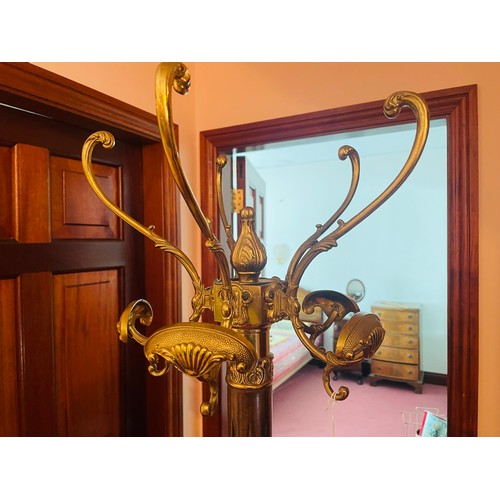 78 - Superb brass coat hanger , free standing, 72''h, very heavy