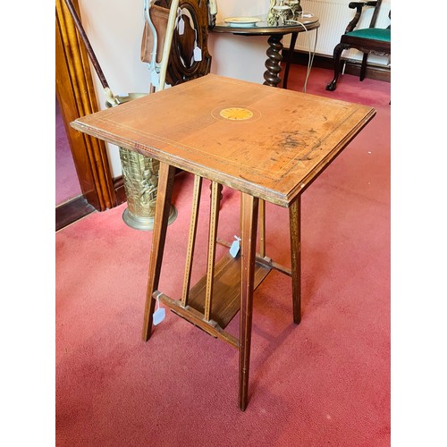 79 - Solid inlaid Victorian side table, 17'' x 17'' x 28''h