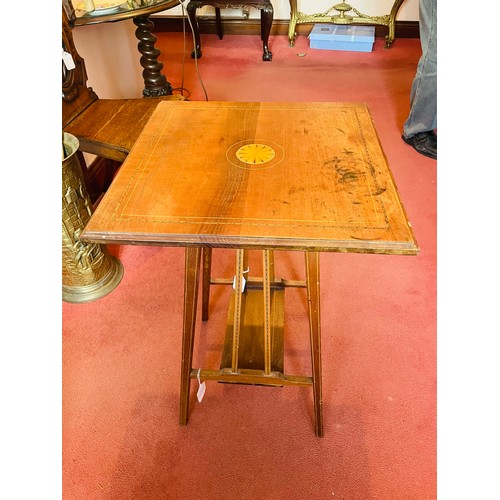 79 - Solid inlaid Victorian side table, 17'' x 17'' x 28''h