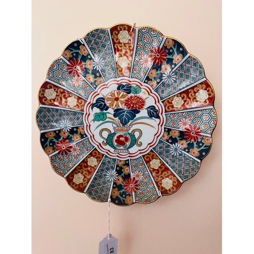 83 - A pair of Imari hand painted wall plaques, 12''d