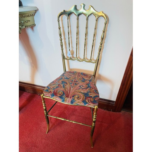 84 - Heavy brass hall chair, 17'' h seat