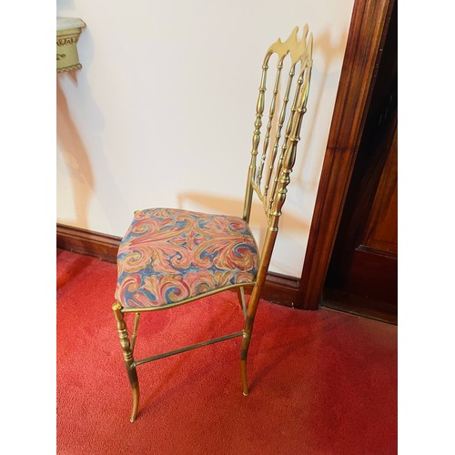 84 - Heavy brass hall chair, 17'' h seat