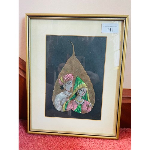 111 - A pair of Indian silks, framed , 12'' x 9.5''