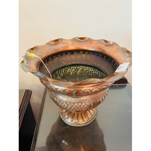 154 - Hand chased copper jardiniere, 8''h