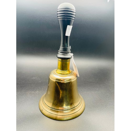 181 - Old Victorian school brass bell, 10''h