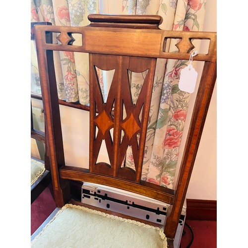 187 - A pair of Edwardian inlaid bedroom chairs, 16'' seat h