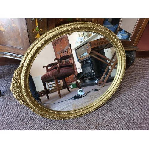 303 - Period Plaster oval gilt mirror, excellent quality 28''h x 22''w