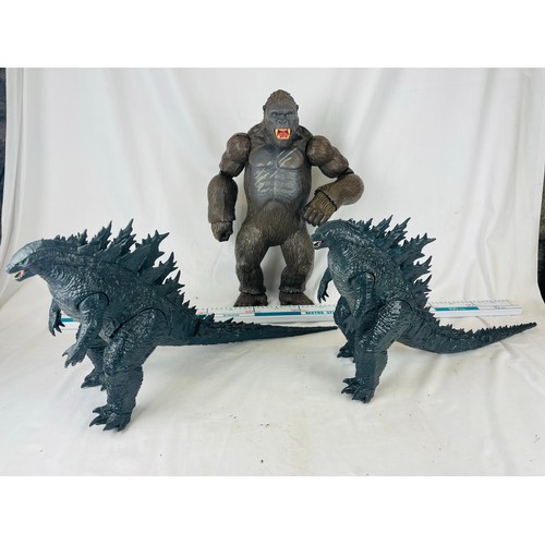 202 - King Kong and 2 large Godzilla action figures