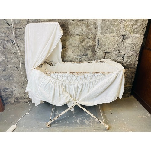 105 - Early Victorian childs cradle on castors , in superb condition. 47''h x 41''l x 19''w