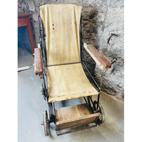 106 - Early Victorian invalids wheelchair in original condition, 42''h x 36''w