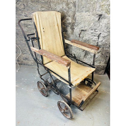 106 - Early Victorian invalids wheelchair in original condition, 42''h x 36''w