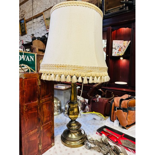 89 - Brass tall electric lamp, very heavy 30''h