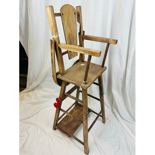 102 - Folding dolls high chair which folds into a go cart, 30''h