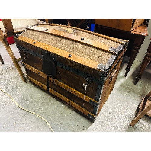 103 - Georgian rollover ships trunk, 27''w x 16''d x 19''h