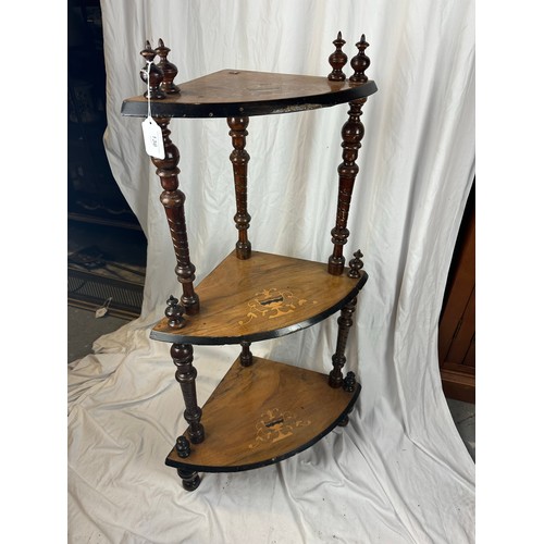 136 - Victorian inlaid 3 tier what not, 39''h x 22''w