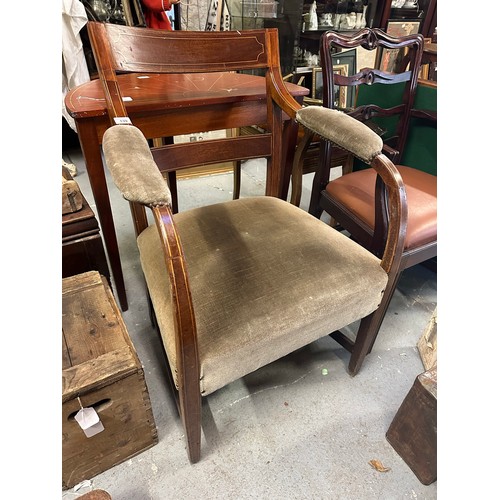 139 - Solid inlaid arm chair, seat h 17''