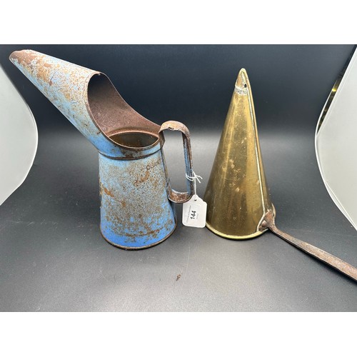 144 - 2 vintage mid 20th century funnels