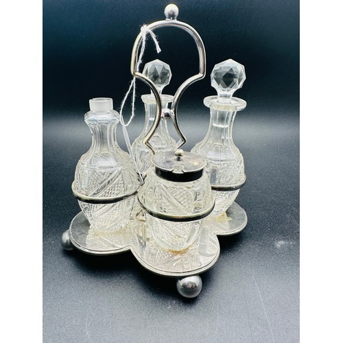 120 - Victorian s.p. cruet set  with cut crystal