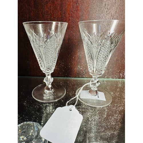 126 - A pair of Waterford Crystal sherry glasses, 4.5''h, Dunmore cut