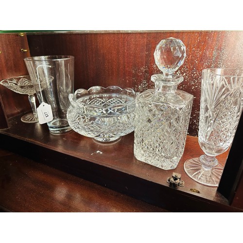 127 - A collection of Irish crystal, 5, including a decanter and bowl on a stem