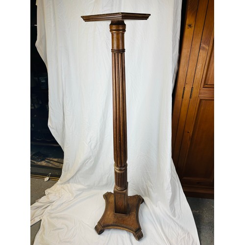 99 - Large oak column stand, 58''h