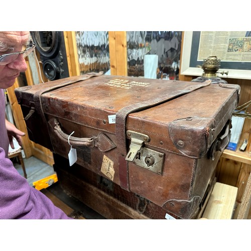 339 - Early Edwardian leather suitcase, 30''w x 18''d x 10''h