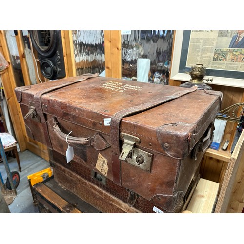 339 - Early Edwardian leather suitcase, 30''w x 18''d x 10''h