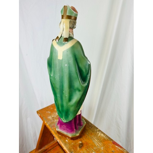 267 - Rare plaster hand painted statue of Saint Patrick, 16''h