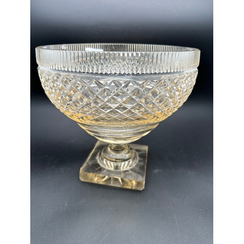 27 - Large Crystal bowl on stem, 9.5''d x 9''h (some chips to the base)