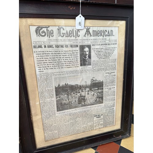 107 - A collection of 2 front page newspapers from Easter week 1916, The Gaelic American and The Weekly Ir... 