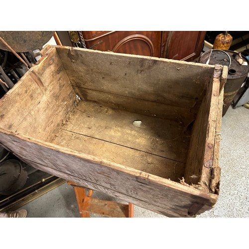 433 - Large old pitch pine box by WHITE LIMERICK 13'' x 17'' x 28''