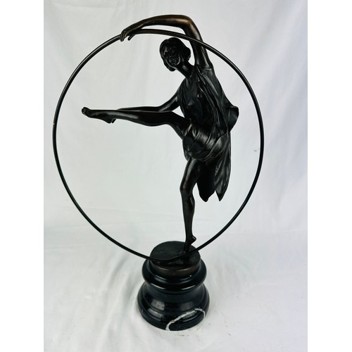 215 - Magnificent French bronze statue of a dancer set on a marble base, signed A. Leonardo, 17.5''h x 13'... 