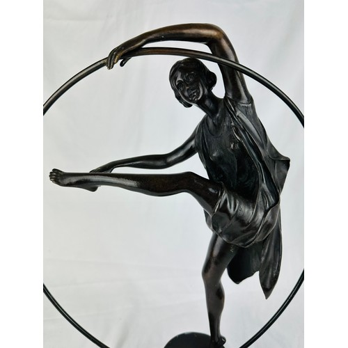 215 - Magnificent French bronze statue of a dancer set on a marble base, signed A. Leonardo, 17.5''h x 13'... 