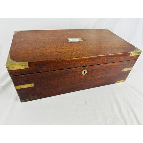 225 - Georgian Brass and oak writing box, 18''x 10'' x 6.5''