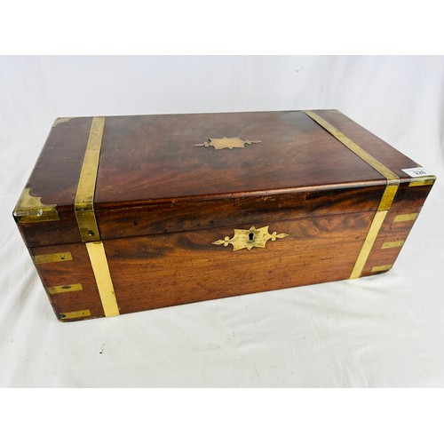 226 - Large Georgian Brass and oak writing box 20'' x 11'' x 7''