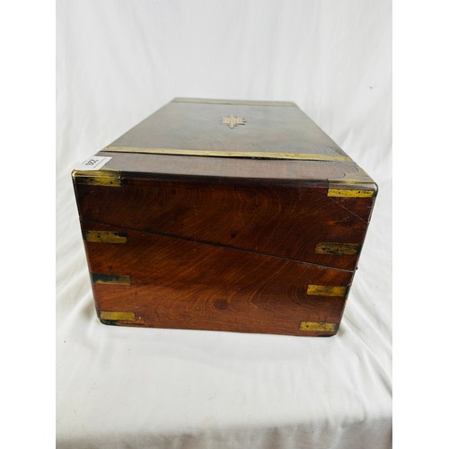 226 - Large Georgian Brass and oak writing box 20'' x 11'' x 7''